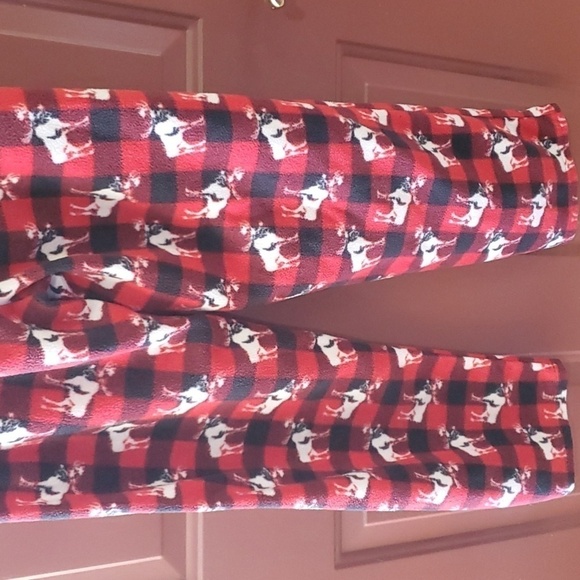 Open Trails Buffalo check fleece pants with moose Size XS men's - Picture 8 of 11